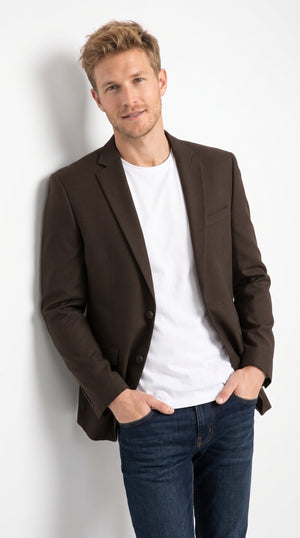 Men’s Dark Brown 2 Button Casual Blazer, Notch Lapel Fashion Sport Coat for Business, Weddings and Parties