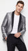 Alberto Nardoni Men’s Silver Gray and Black Paisley Sequin Tuxedo Blazer with Black Lapel