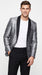 Alberto Nardoni Men’s Silver Gray and Black Paisley Sequin Tuxedo Blazer with Black Lapel