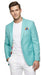 Men’s Aqua One Button Blazer, Formal Dress Sport Coat for Wedding Prom and Parties
