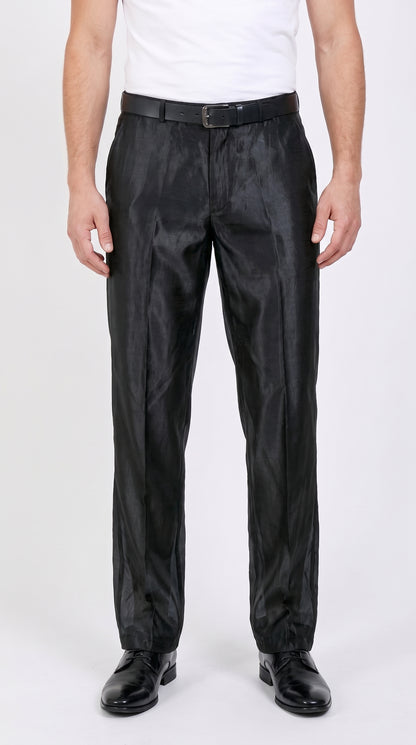 Men’s Black Shiny Sharkskin Dress Pants – Flashy Custom Fit Formal Slacks for Wedding, Prom & Party
