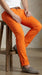 Men’s Orange Dress Pants with Flat Front, Smart Casual Formal Trousers