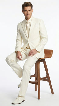 Lucci Classic Ivory 2-Button Budget Tuxedo - Pleated Slacks