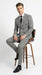 Men’s Black and White Houndstooth 2 Piece Wool Suit with Double Breasted Jacket and Pants