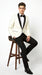 Men’s Ivory Cream Dinner Jacket Tuxedo with Black Shawl Lapel, White Blazer and Black Trouser Formal Suit for Weddings, Prom, Parties, and Special Occasions