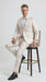 Men’s Gold and White Prom Suit with Floral Pattern Jacket, Matching Pants and Bow Tie