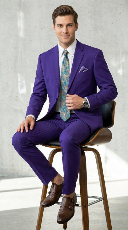 Men’s Purple Easter Suit,  Lightweight 2 Piece Suit for Weddings, Church, Prom & Summer Events Modern Fit
