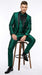 Men’s Emerald Green 3 Piece Tuxedo with Black Satin Shawl Lapel and Matching Vest