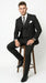 Mens Italian Wool Suit Color Black - Men's Designer Wool Pleated Pant Vested Black Gangster Pinstripe Suit