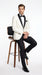 Men’s Ivory Wedding Suit with Black Satin Lapels – Groom Formal Suit Jacket and Pants