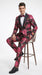 Men’s Fuchsia Pink and Black Floral Paisley Prom Tuxedo Suit, Shawl Lapel Wedding Party Formal Wear