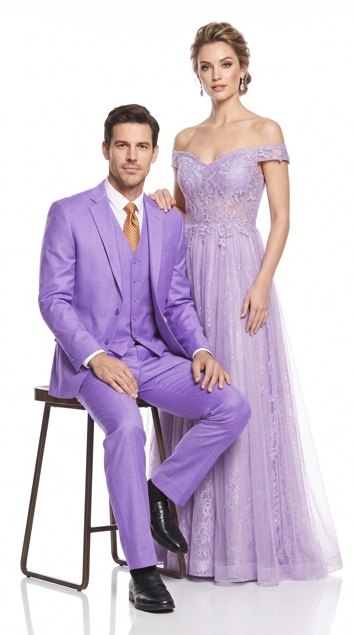 Men’s Lavender Lilac 3 Piece Suit, 2 Button Vested Formal Wedding Prom Suit