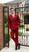 Men’s Modern Double Breasted Peak Lapel Suit – Red by EJ Samuel