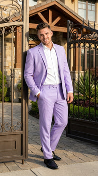 Men’s Lilac 2 Button Suit, Light Purple Formal Wedding Prom Dress Suit