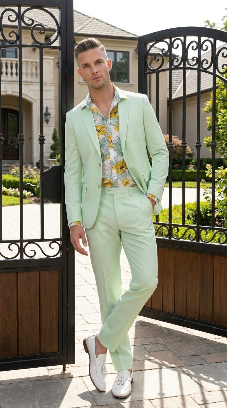 Men’s Mint Green Suit, Sage Green Summer Wedding and Prom Dress Suit