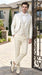 Men’s Champagne Ivory Paisley Dinner Jacket with Bow Tie, Off White Floral Formal Blazer
