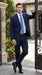 Men’s Dark Navy Pinstripe 2 Button Suit, Side Vent Back Formal Business Dress Suit