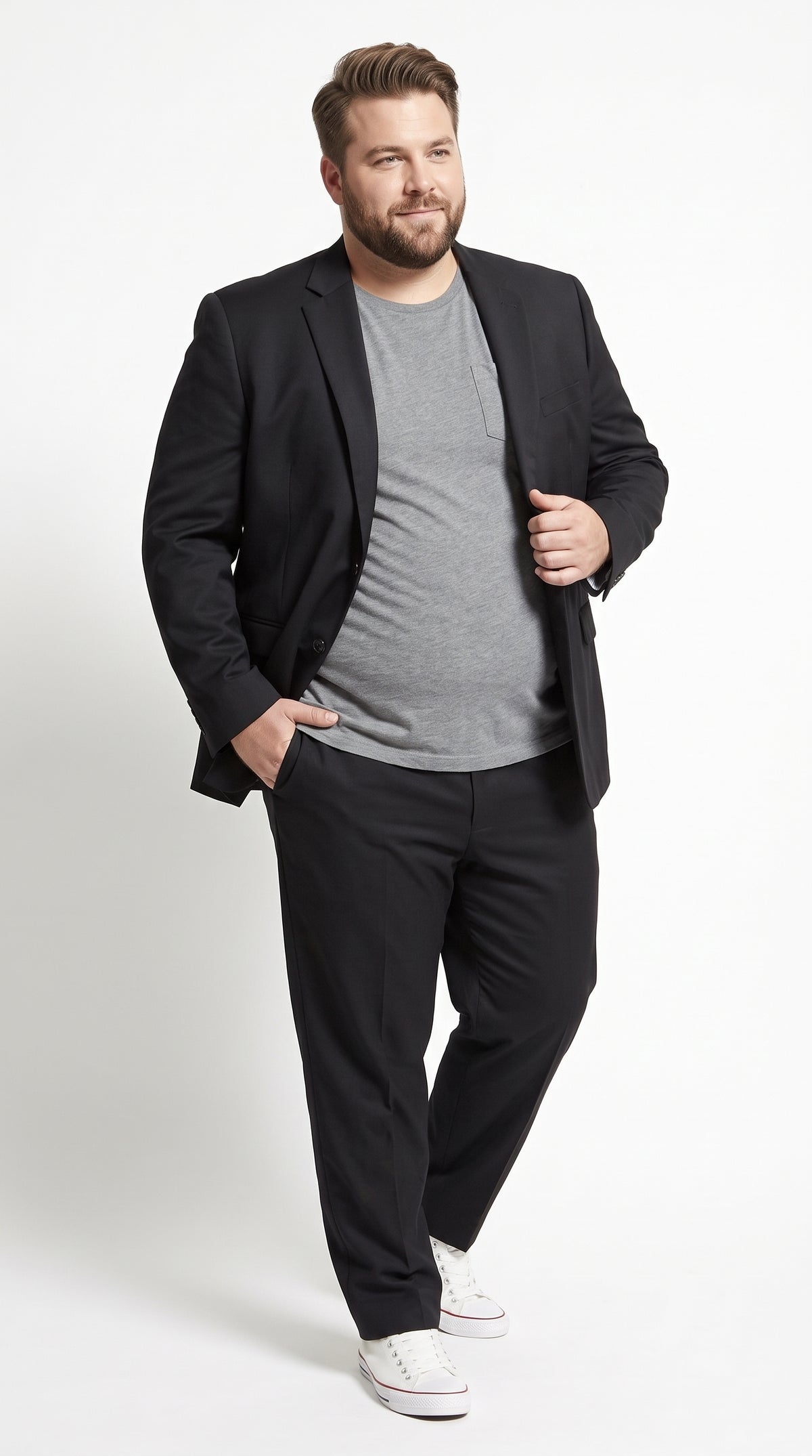 Men's Black Wool Suit – Classic 2 Button Modern Fitted Solid Color Business, Wedding & Formal Suit