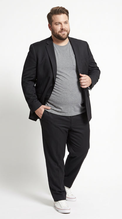 Men's Black Wool Suit – Classic 2 Button Modern Fitted Solid Color Business, Wedding & Formal Suit