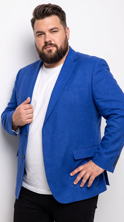 Men’s Royal Blue Linen Blazer – 2 Button Summer Sport Coat for Weddings, Parties & Casual Wear