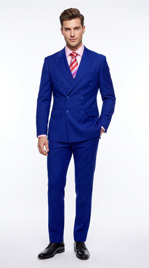 Men’s Royal Blue Double Breasted Blazer, High Quality Peak Lapel Formal Suit Jacket