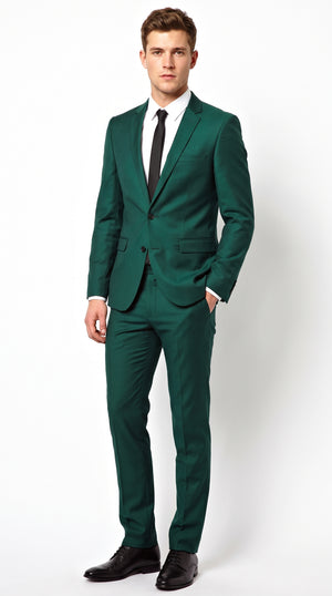 Men’s Emerald Hunter Green Two-Button Suit – Formal Wedding, Prom & Party Suit with Side Vents