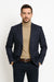 Mens Two Button Navy Cashmere Jacket with Notch Lapel