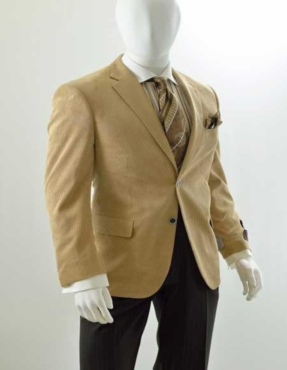 Men's Corduroy Men's Wholesale Blazers - Modern Fit Khaki ~ Tan ~ Beige