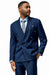 Mens Modern Fit Double Breasted Shawl Lapel Suit in Navy