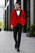 Mens Designer Velvet Tuxedo Jacket in Red