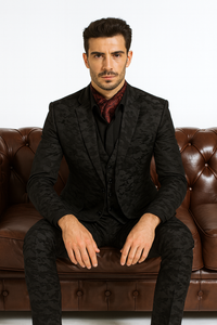 Mens Slim 3 Pieces Black Suit
