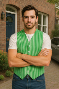 Men's Dark Navy Blue and White Stripe ~ Pinstripe Seersucker Sear sucker suit Vest Set