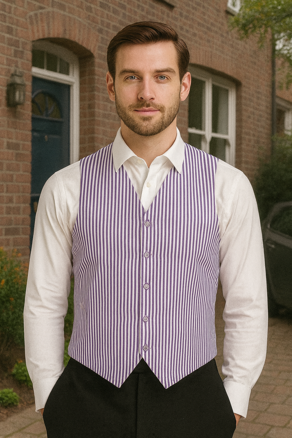Men's Dark Navy Blue and White Stripe ~ Pinstripe Seersucker Sear sucker suit Vest Set - Image 49