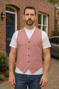 Men's Dark Navy Blue and White Stripe ~ Pinstripe Seersucker Sear sucker suit Vest Set