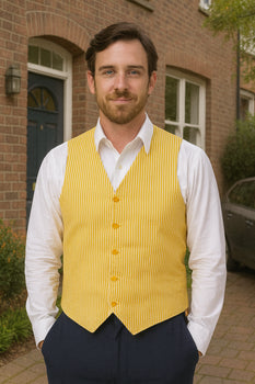 Men's Dark Navy Blue and White Stripe ~ Pinstripe Seersucker Sear sucker suit Vest Set - Image 18