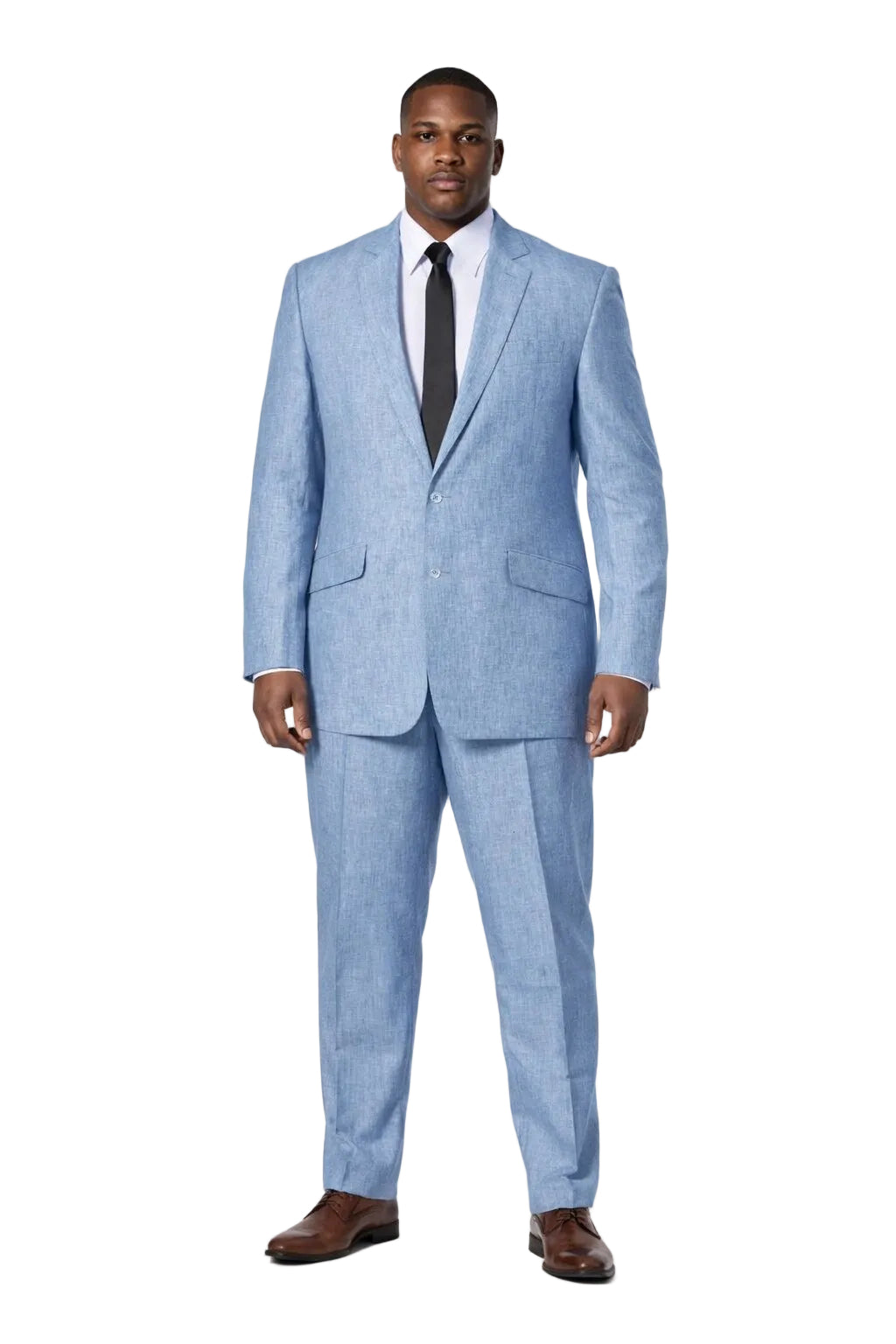 New Mens 2 Piece Luxurious 100% Mens Linen Suit - Cheap Priced Business Suits Clearance Sale 2 Buttons Blue