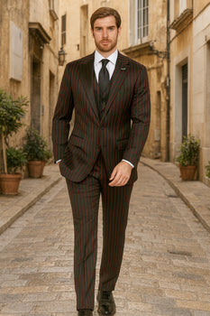 Men's  Black ~ Red Two Button Vest  Suit - Image 3