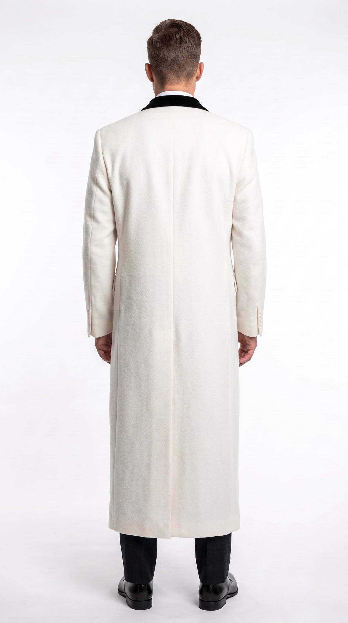 XXIOTTI Men’s White Big & Tall Cashmere Blend Full-Length Top Coat – Formal Overcoat