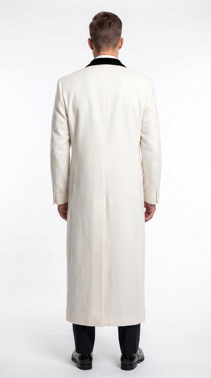 XXIOTTI Men’s White Big & Tall Cashmere Blend Full-Length Top Coat – Formal Overcoat
