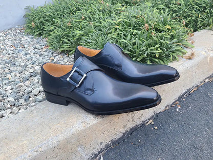 Carrucci Monk Strap Buckle Leather Shoes