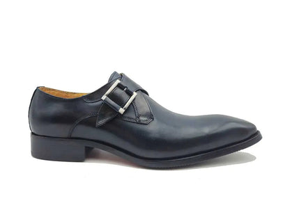 Carrucci Monk Strap Buckle Leather Shoes