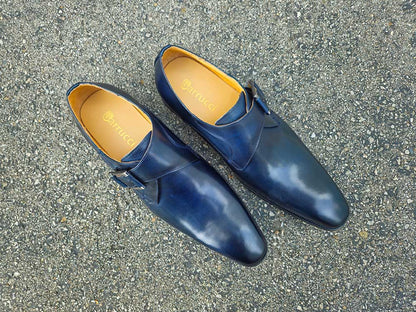 Carrucci Monk Strap Buckle Leather Shoes