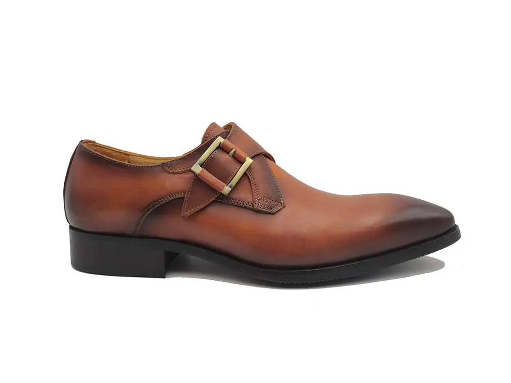 Carrucci Monk Strap Buckle Leather Shoes