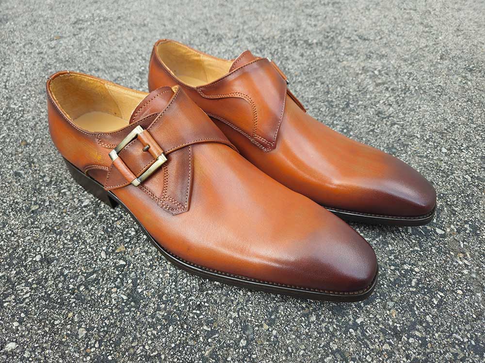 Carrucci Monk Strap Buckle Leather Shoes