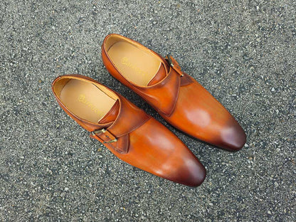 Carrucci Monk Strap Buckle Leather Shoes