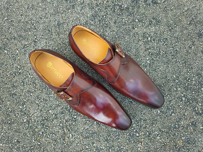 Carrucci Monk Strap Buckle Leather Shoes