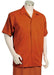 Monotone Textured Short Sleeve 2pc Walking Suit Set - Burnt Orange