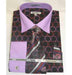 100% Cotton Circle Multi Pattern Black Lilac French Cuff Men's Dress Shirt