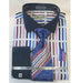 Stripe Multi Pattern 100% Cotton French Cuff Blue Multi Men's Dress Shirt