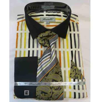 100% Cotton Soft Butter Multi Stripe Multi Pattern French Cuff Men's Dress Shirt